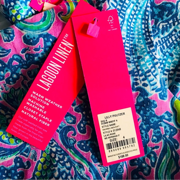 LILLY PULITZER. Lilac Rose We Mermaid It  Linen Dress - Picture 14 of 15